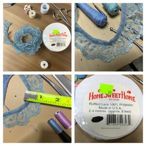 Lot 2 Vintage 1980's Home Sweet Home Roll Lace Trim Dusty Blue 1" @ 6 Yards NEW